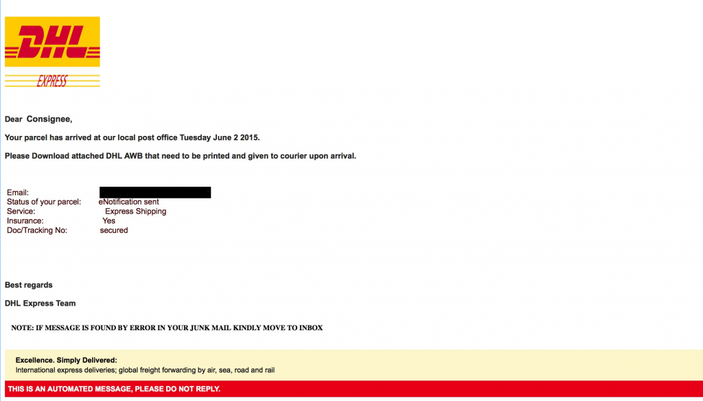 DHL email body